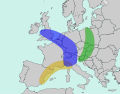 Blue Golden Green Bananas in Europe.svg