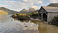 Boat shed and Cradle Mountain at Dove Lake, Tas.jpg