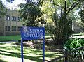 Newman College - sign and Mannix wing.JPG